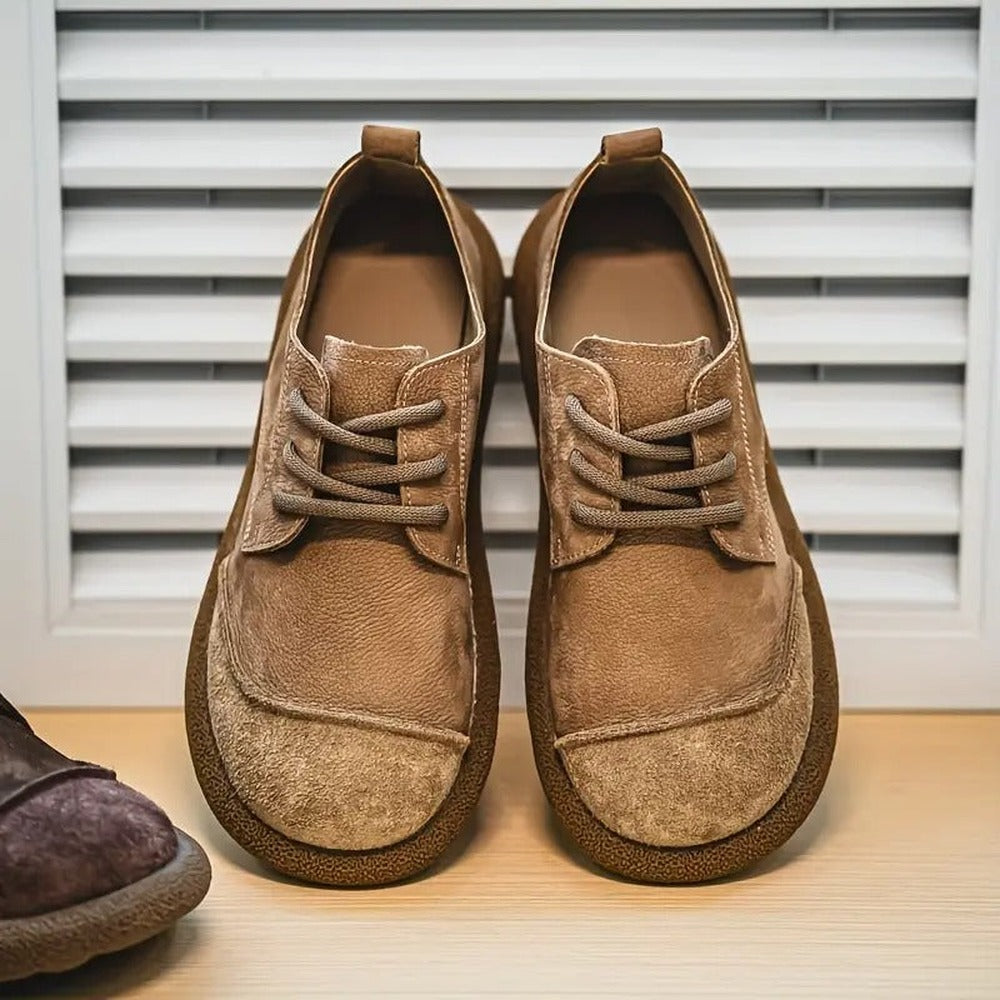 Men's Lace-Up Casual Shoes - Khaki - on model