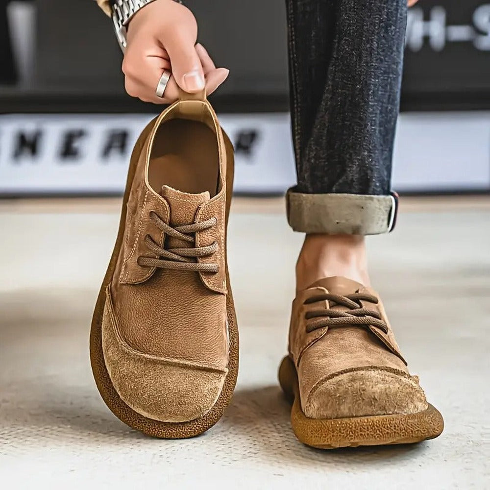 Men's Lace-Up Casual Shoes - Khaki - on model