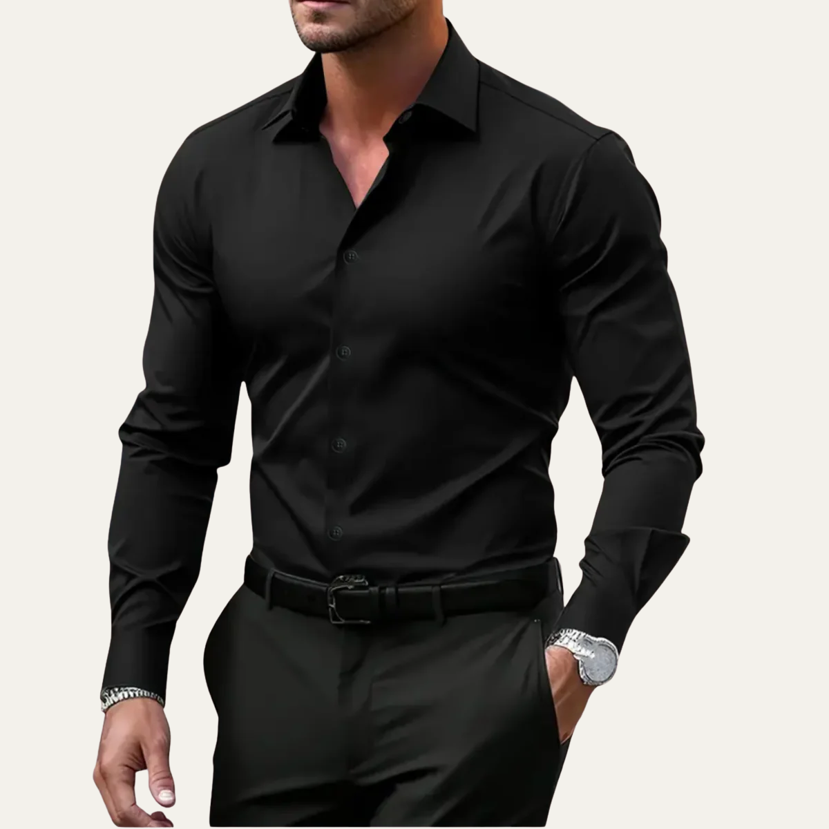 Colton & Rhodes Men's Slim Fit Stretch Dress Shirt White - detail