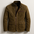 Men's Suede Stand Collar Field Jacket - Brown