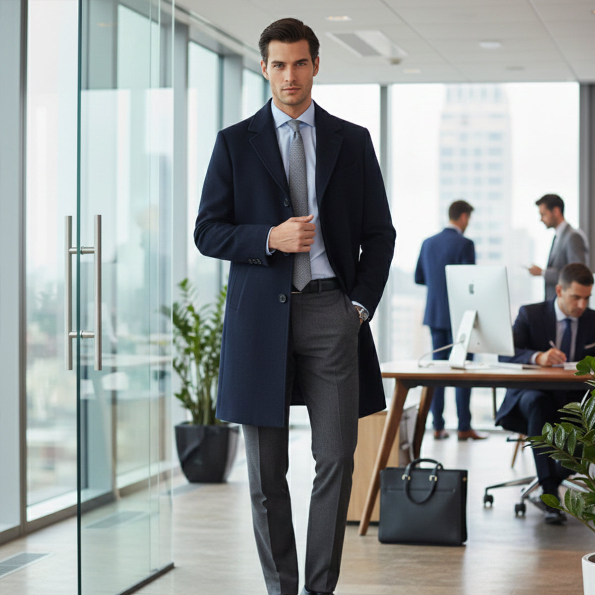 Men's Tailored Lapel Overcoat - on model