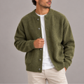 Men's Textured Button-Up Knit Cardigan - Green