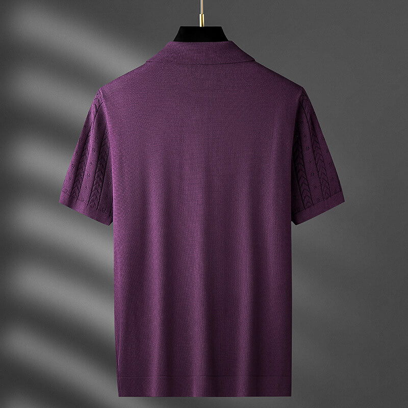 Ashcombe & Fields Men's Textured Knit Viscose Polo - detail