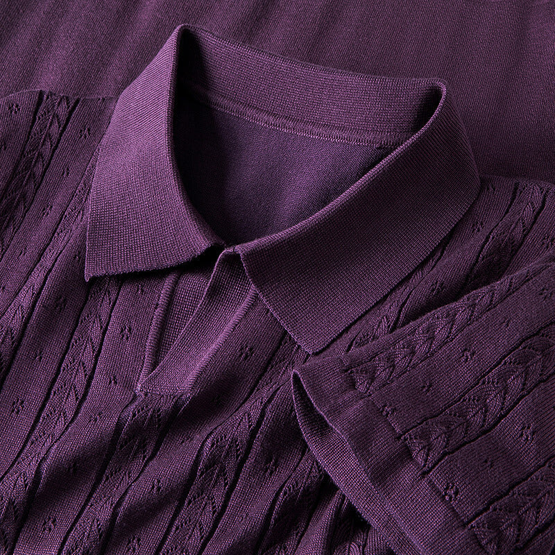 Ashcombe & Fields Men's Textured Knit Viscose Polo - detail