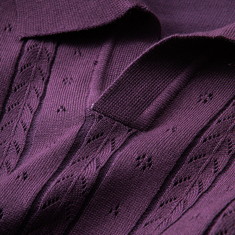 Ashcombe & Fields Men's Textured Knit Viscose Polo - detail