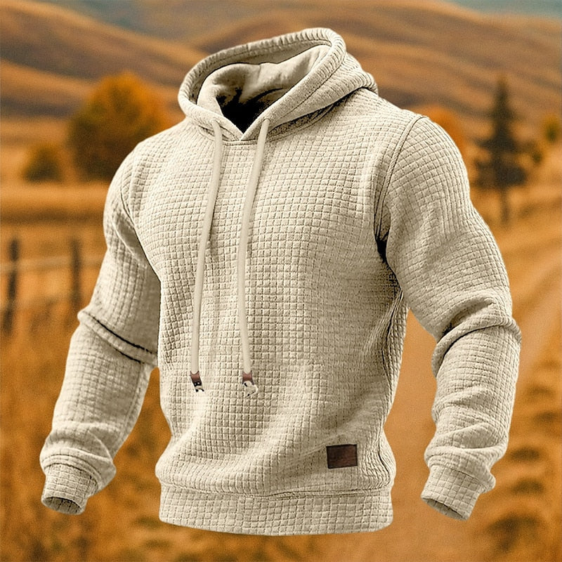Men's Textured Pullover Hoodie - Apricot