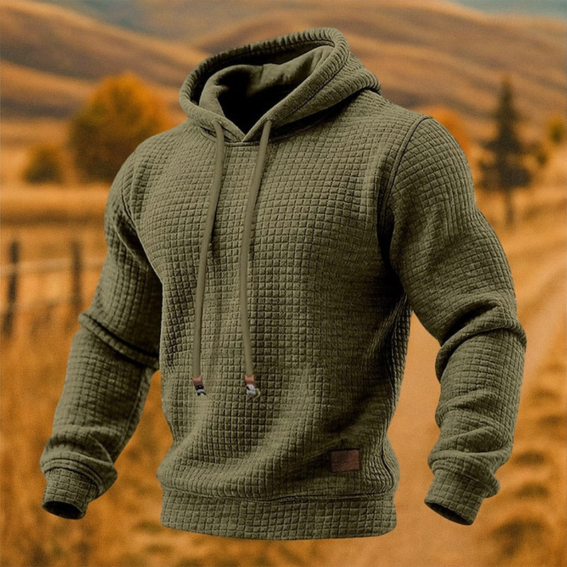 Men's Textured Pullover Hoodie - Army Green