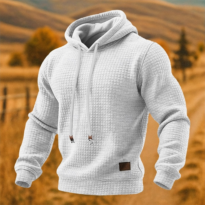 Men's Textured Pullover Hoodie - White