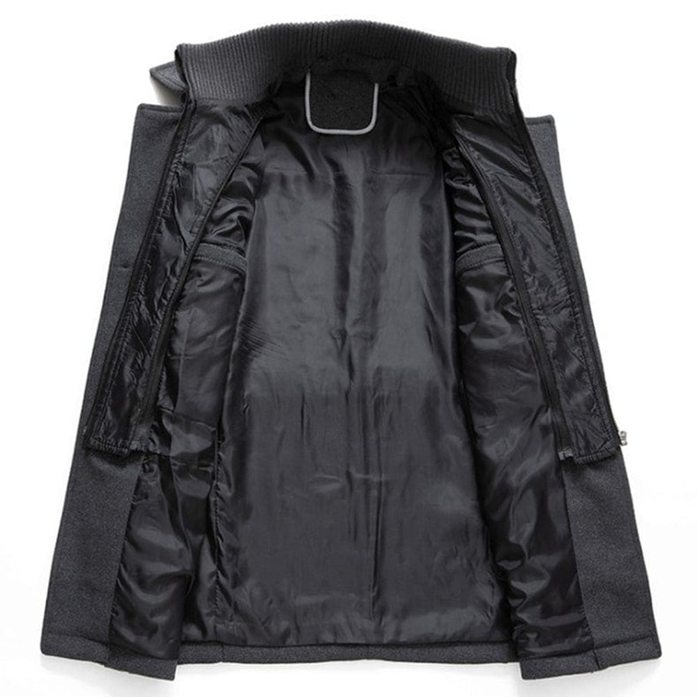 Men's two-piece wool-blend coat - interior knit collar detail