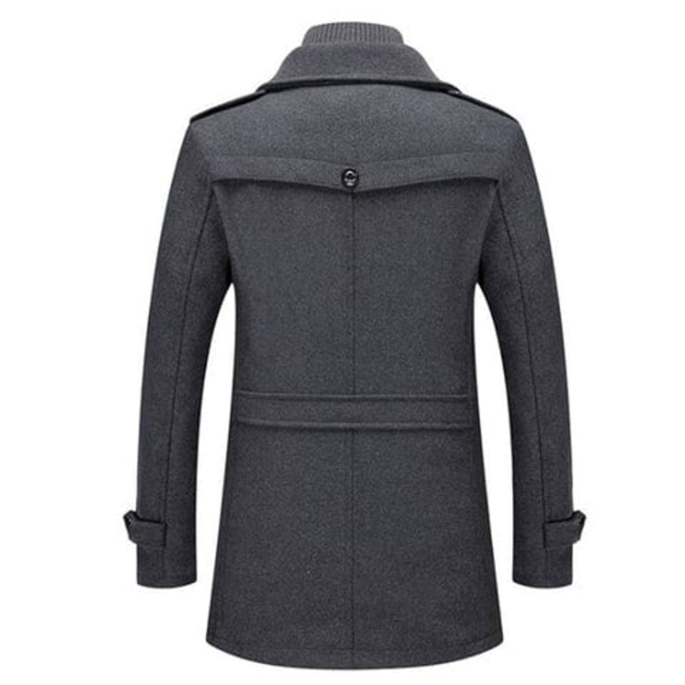 Men's two-piece wool-blend coat - back view