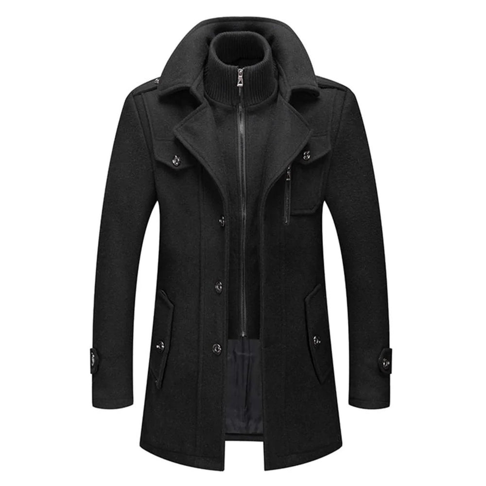 Men's two-piece wool-blend coat - black