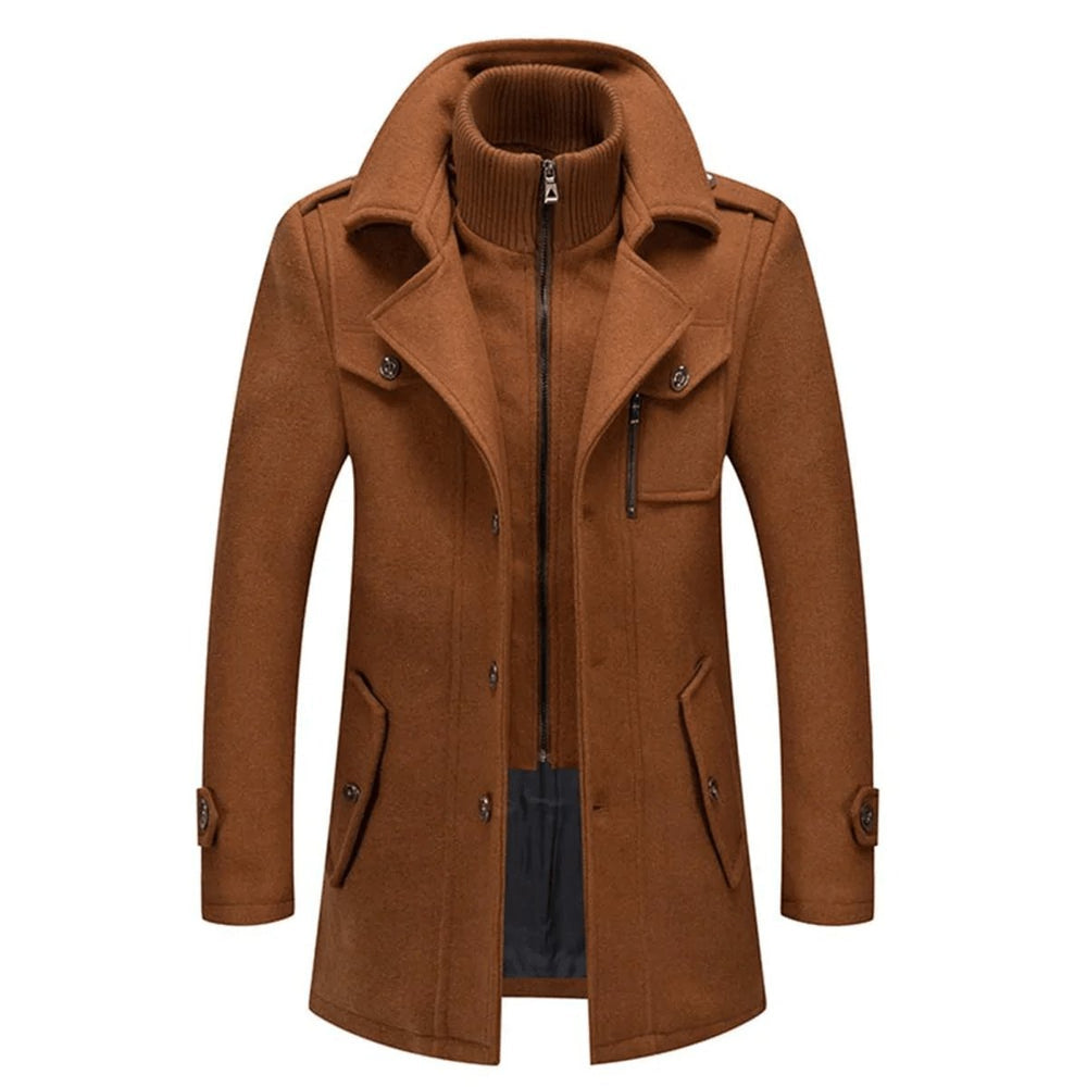 Men's two-piece wool-blend coat - brown