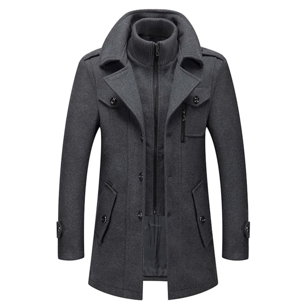 Men's two-piece wool-blend coat - gray
