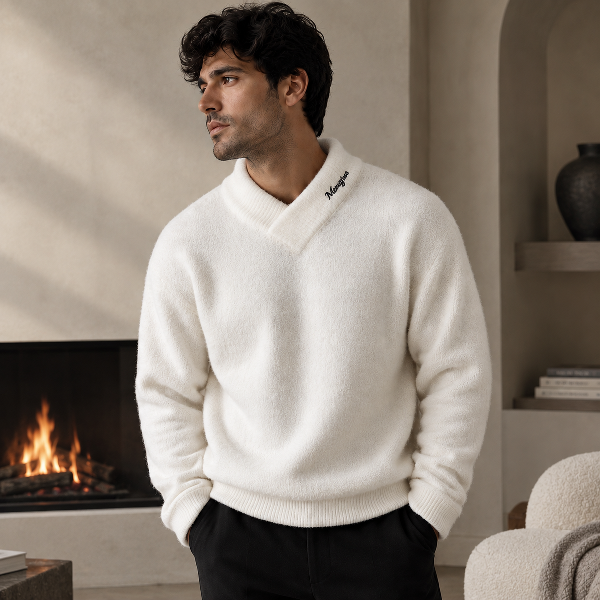 Ellsworth & Rowe Men's Wool Pullover Sweater - detail