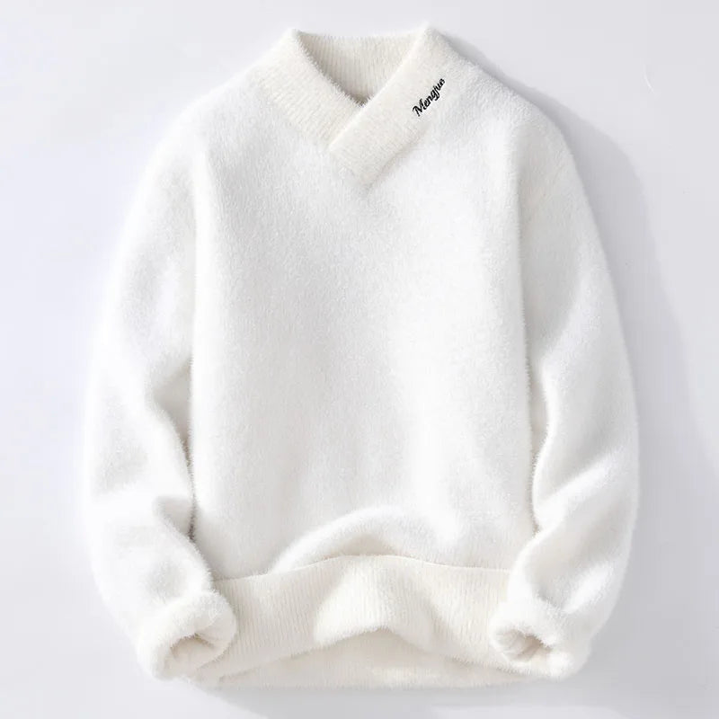 Ellsworth & Rowe Men's Wool Pullover Sweater - White