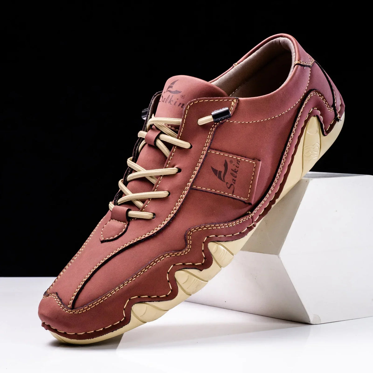 Oscar Low-Top Lace-Up Shoes | Contrast Stitching Ankle-Height Lace-Up Shoes