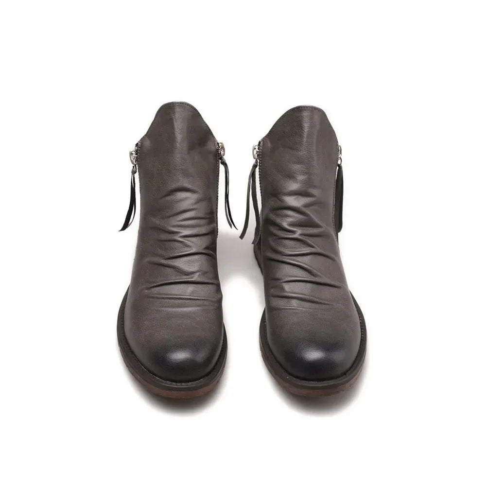 Sebastian Ankle-Length Boots | Ruched Burnished Toe Boots