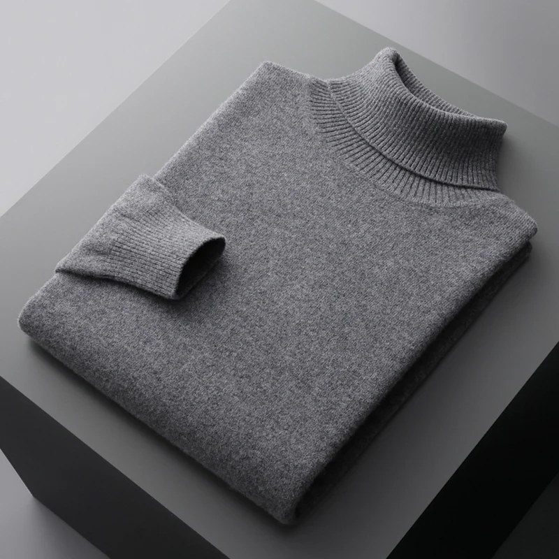 Theodore Regular Fit Ribbed Turtleneck Sweater | Solid Hip-Length Sweater