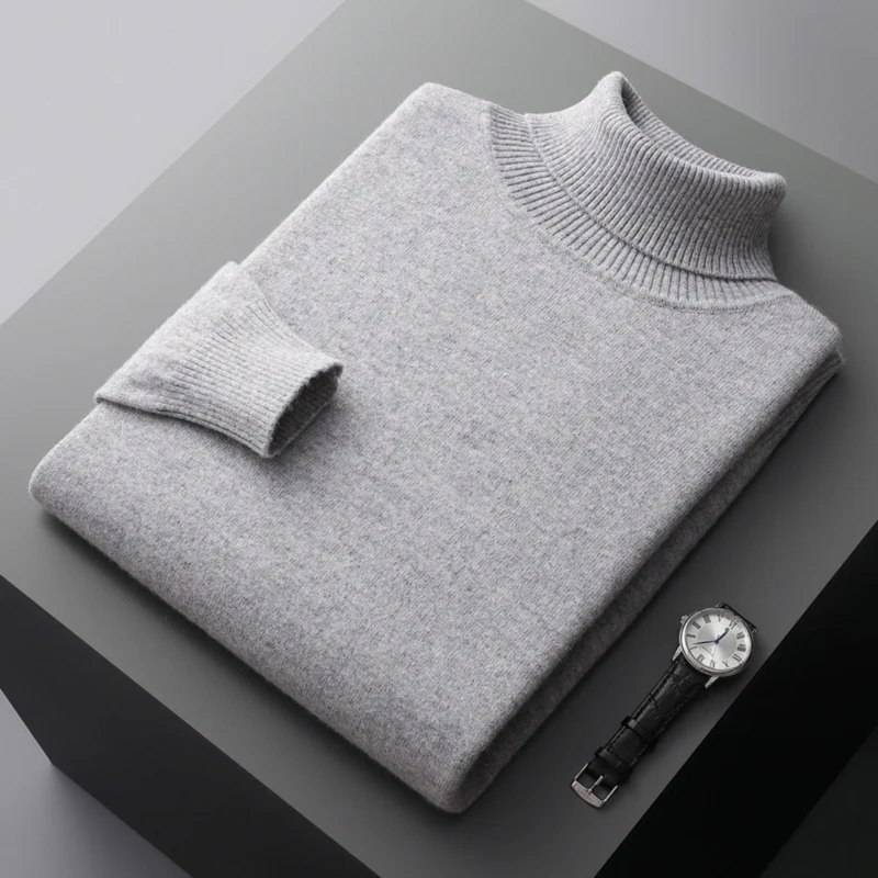 Theodore Regular Fit Ribbed Turtleneck Sweater | Solid Hip-Length Sweater