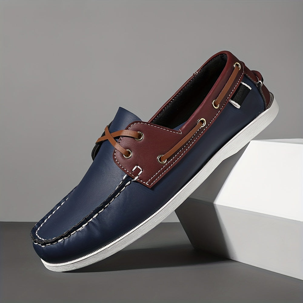 Thomas Leather Slip-On Boat Shoes – Color-Blocked Low-Top Design