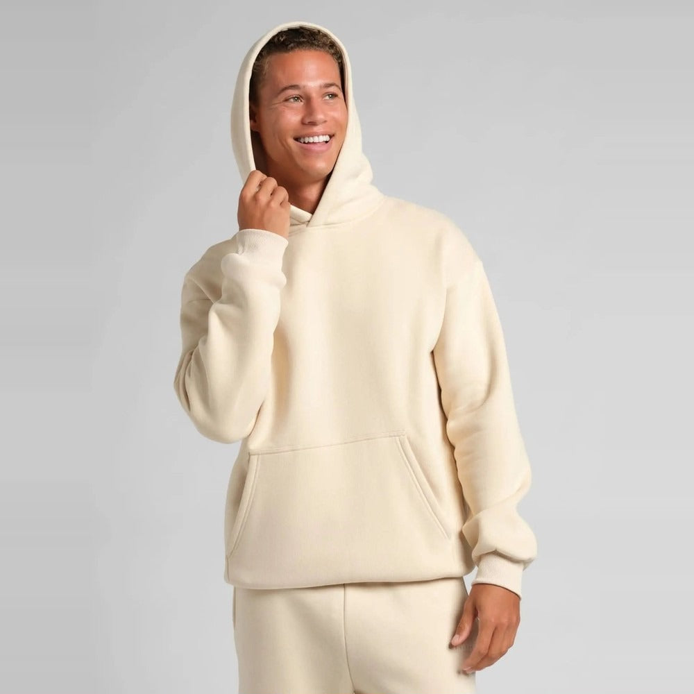 Unisex Oversized Heavy Fleece Hoodie - Soft Yellow - on model