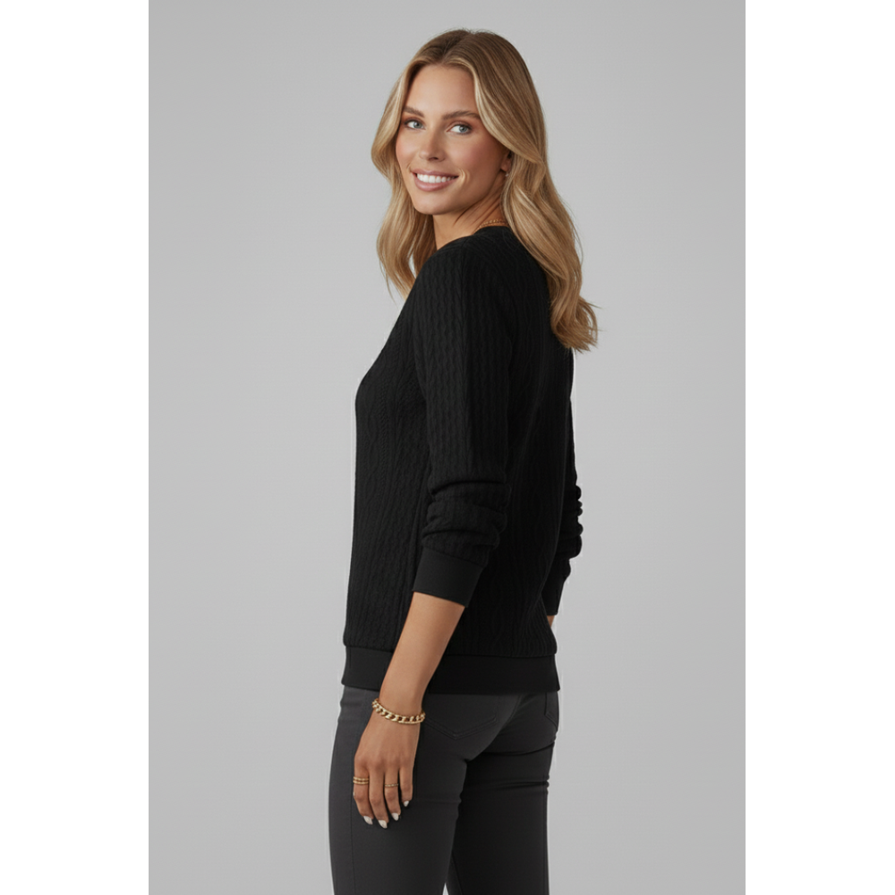 Women's Cable Knit Zip-Neck Jumper - on model