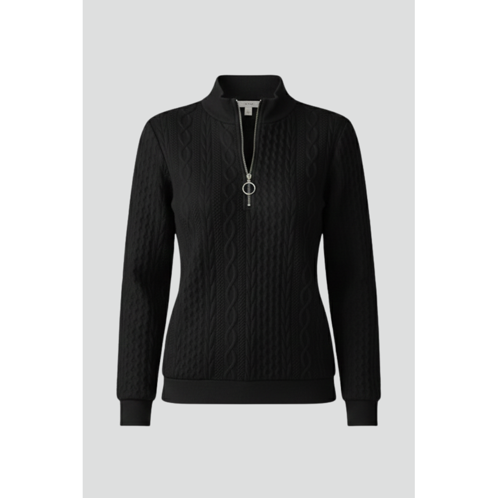 Women's Cable Knit Zip-Neck Jumper - front view