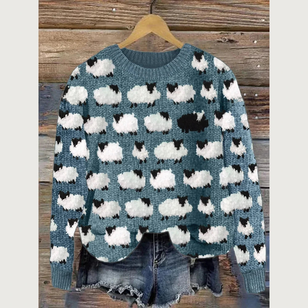 Women's Chunky Knit Crew Neck Sweater - Blue