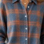 Women's Collared Button-Front Knit Cardigan plaid knit detail