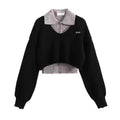 Women's Layered Knit Cropped Sweater - Black