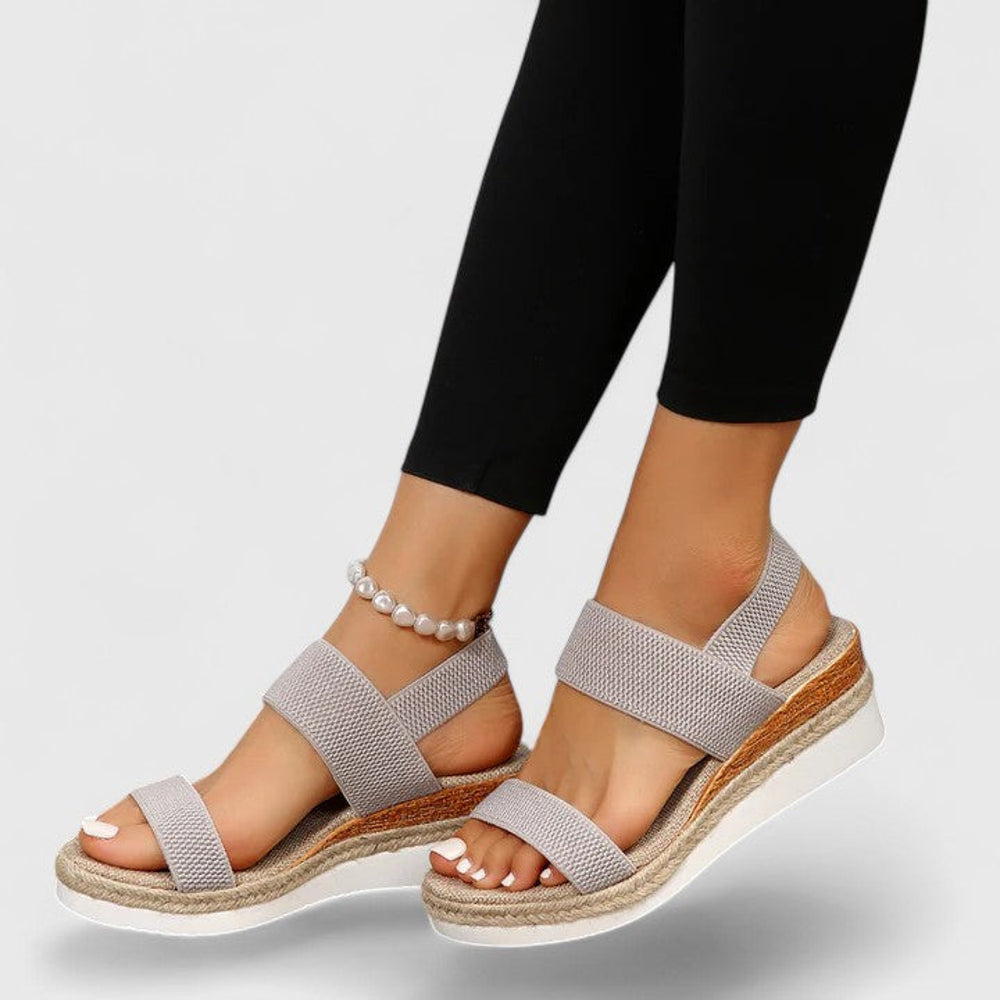 Women's Platform Wedge Sandals - Gray - on model