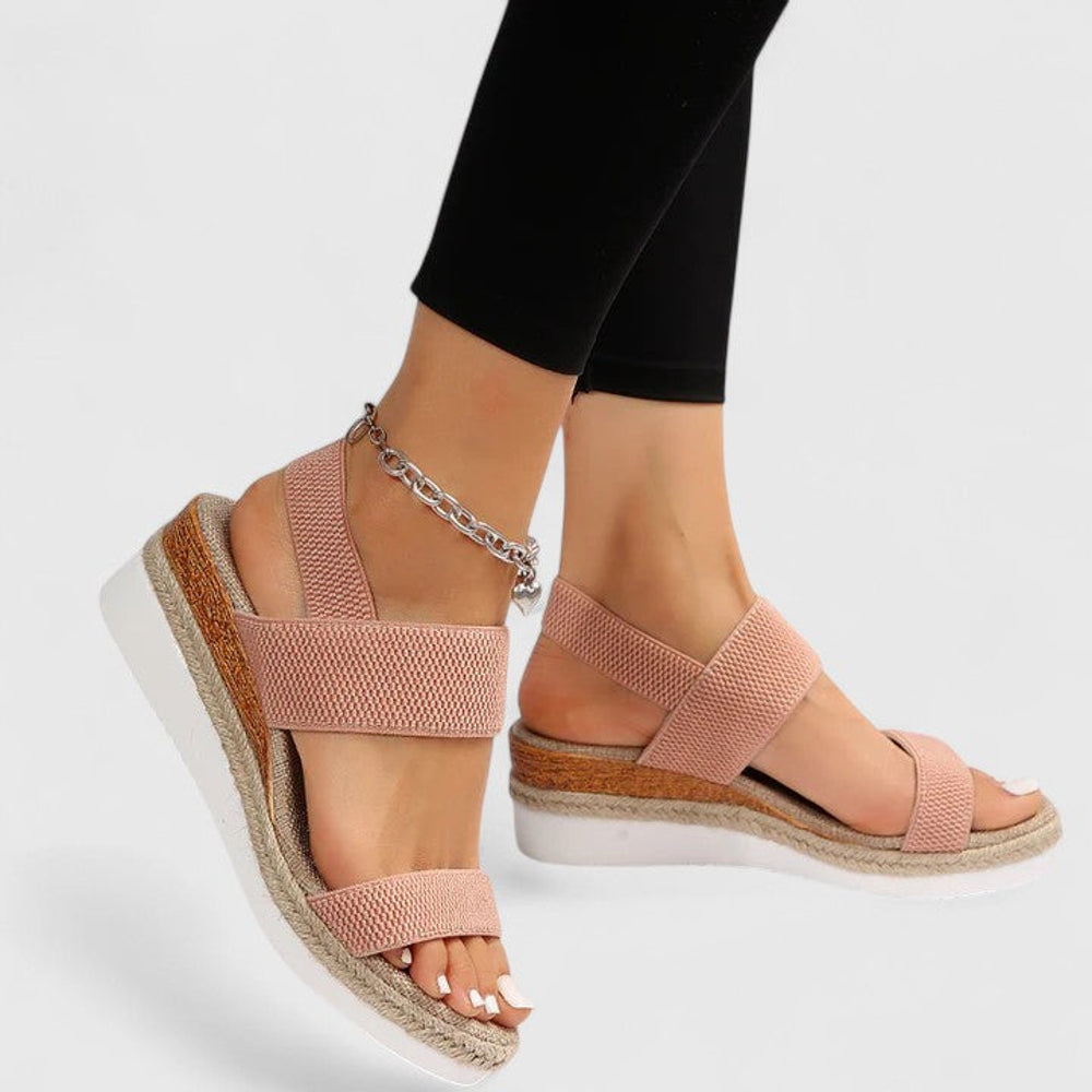 Women's Platform Wedge Sandals - Pink - on model