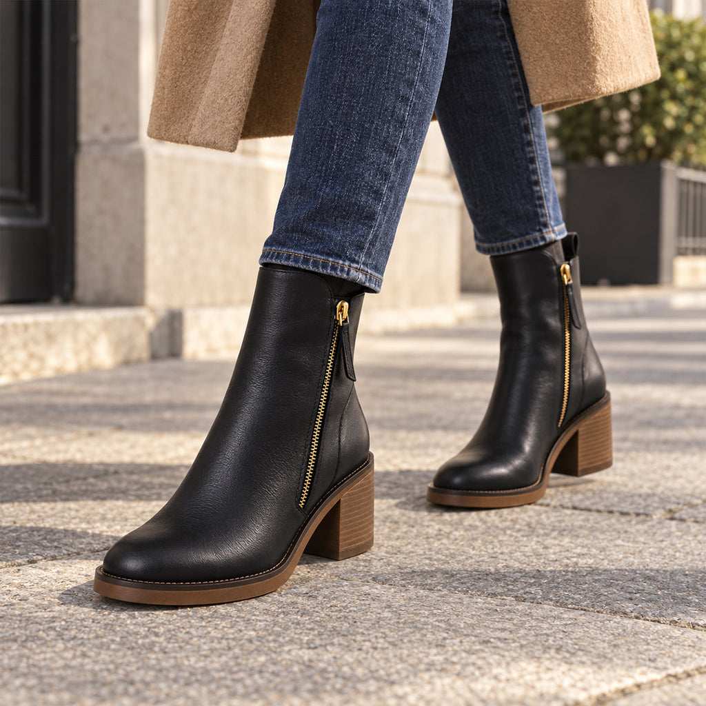 Women's Block Heel Ankle Boots - detail