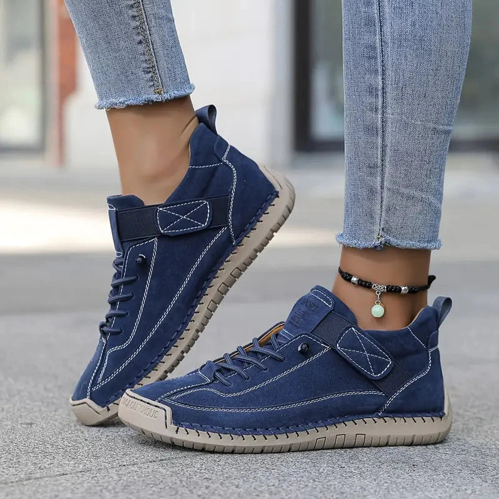Women's Slip-On Walking Sneakers - Blue - on model