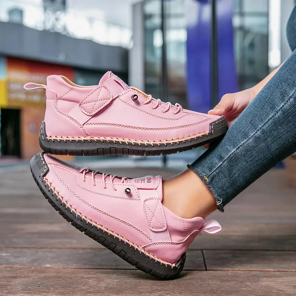 Women's Slip-On Walking Sneakers - Pink - on model