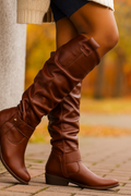 Women's Slouchy Knee High Riding Boots - Brown